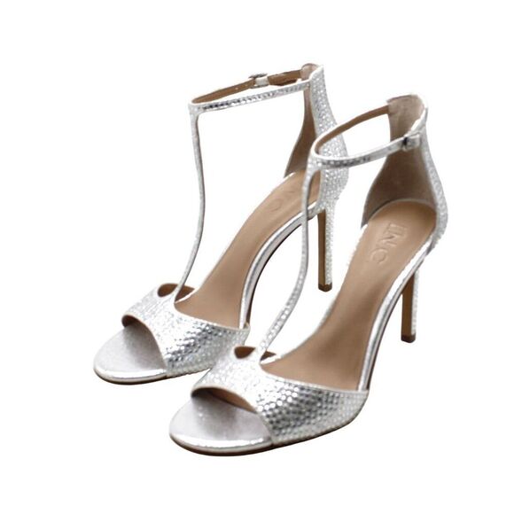 Inc Womens Silver Embellished Adjustable Firah Round Toe Stiletto Buckle Dress H - Picture 6 of 8
